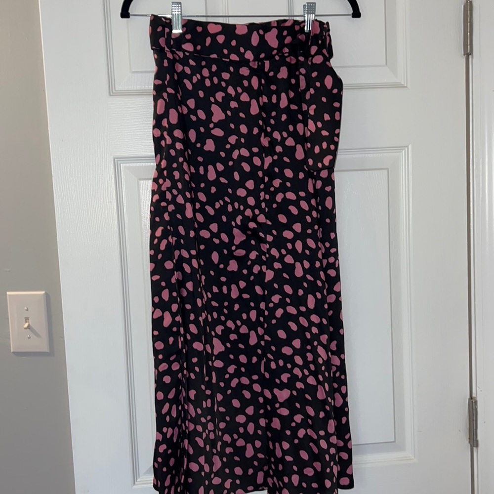 ZARA belted double slit midi skirt